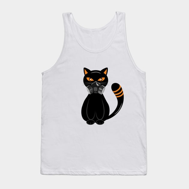 Black cat with funny coronavirus face mask gas mask funny quarantine gift for nurses, mom, dad, friends, husb, wife and any cat lovers duds Tank Top by AbirAbd